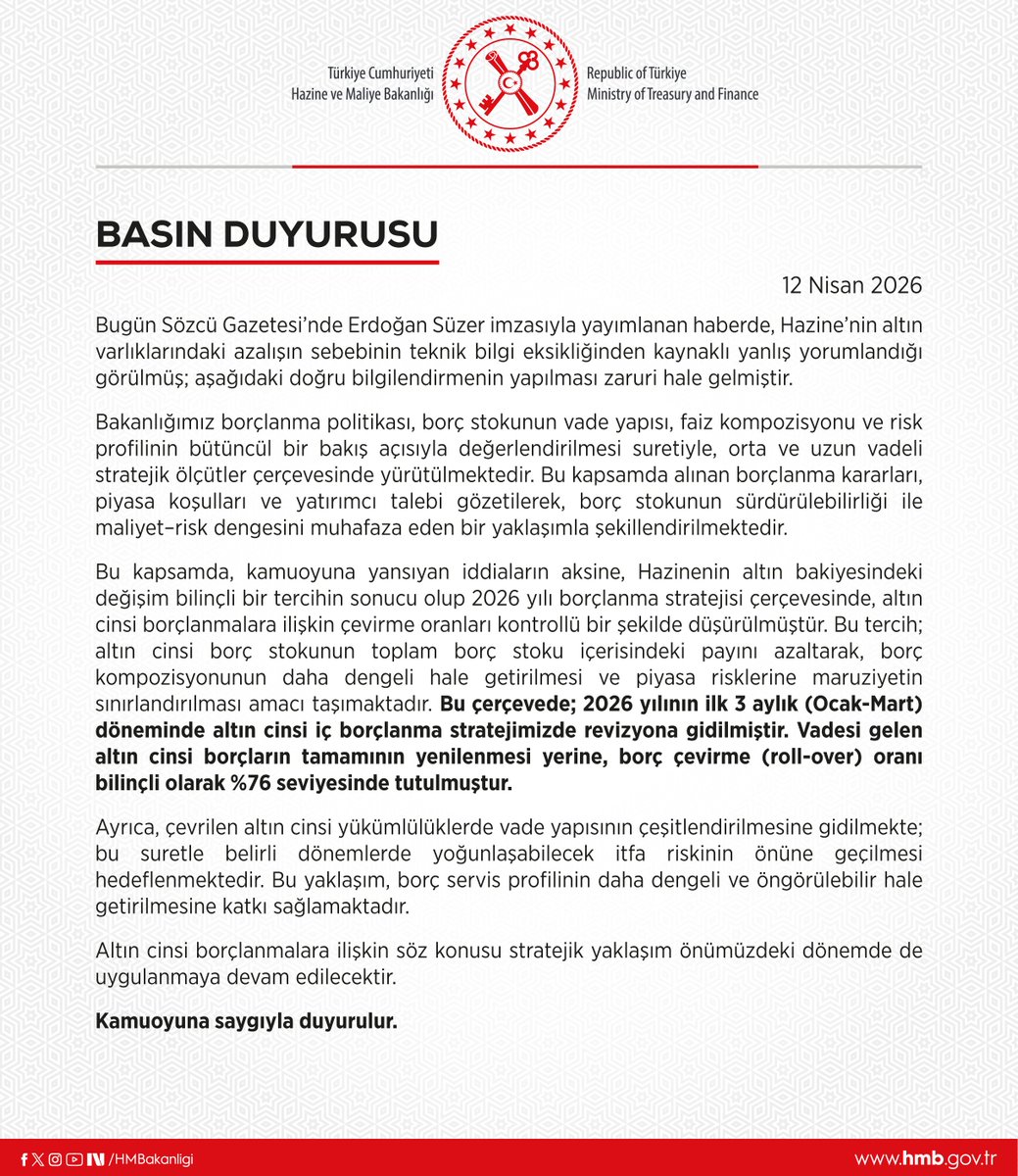 Basın Duyurusu - 12 Nisan 2026