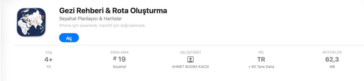 devahmetbugra's tweet photo. indie dev olarak tek başıma geliştirdiğim “Gezi Rehberi & Rota Oluşturma” uygulamam App Store’da yayında.
Seyahat planlayıcı + harita + rota oluşturma hepsi bir arada.
Şu an Seyahat kategorisinde #19. İndirip yıldız atarsanız bir indie dev’in yüzünü güldürmüş olursunuz ⭐

https://t.co/twZSo4B2uj