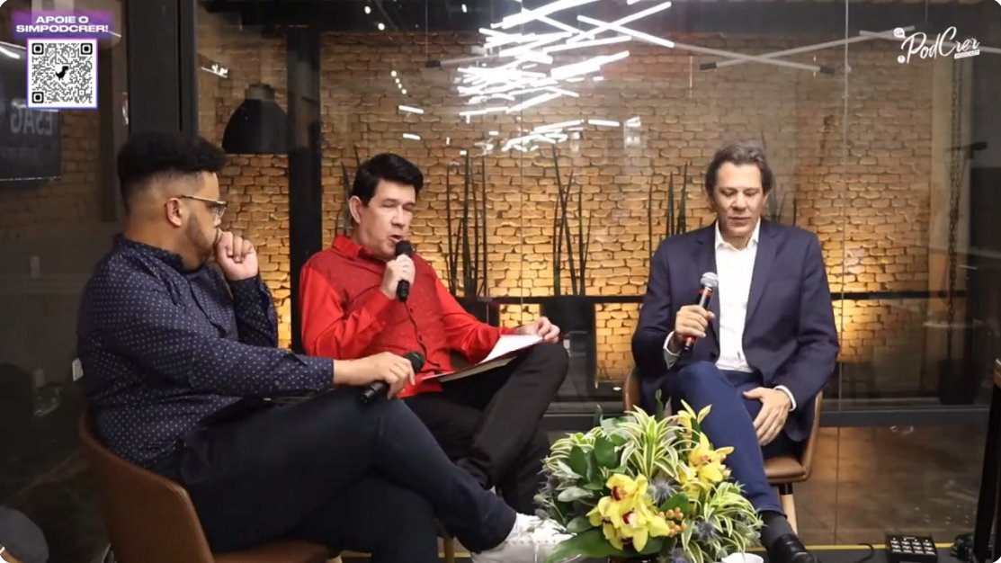Pra quem ainda não viu, em 2023 entrevistamos o Fernando Haddad no #SIMpodCRER. 

youtube.com/watch?v=z14wy1… 

Neste ano pretendemos conversar novamente com ele.