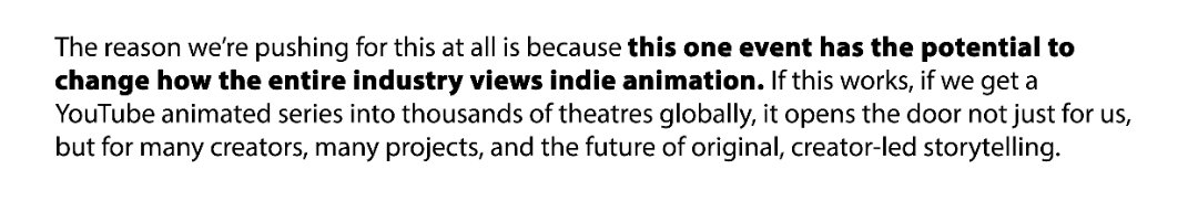 <a href="/mpoopy992712/">mpoopy99</a> <a href="/peppinospaghe/">Pedro "Peppino" Spaghetti</a> And miss out on the chance to "change how the industry views indie animation" by bringing their show to theaters WORLDWIDE? I dont think they would
