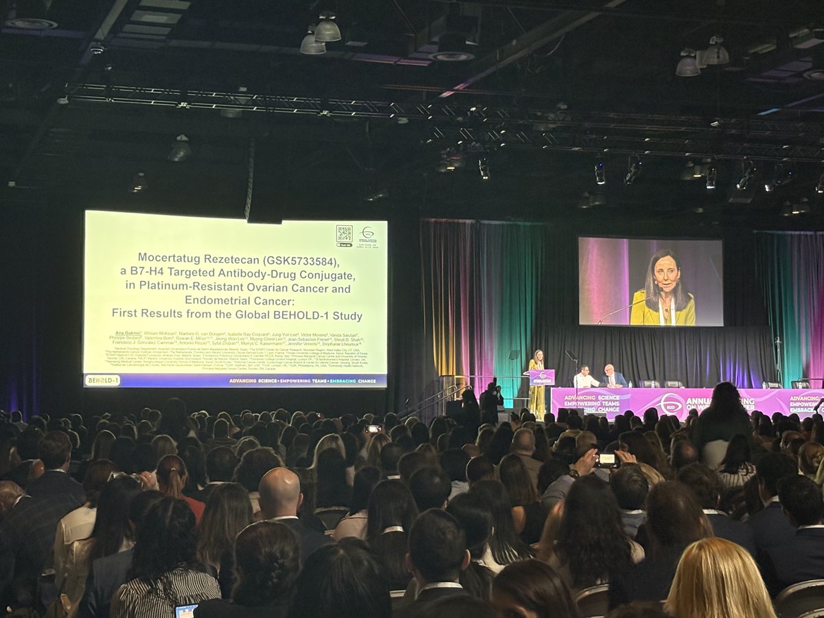 OncLive's tweet image. Ana Oaknin, MD, PhD, just gave an excellent presentation on the BEHOLD-1 study of mocertatug rezetecan in ovarian and endometrial cancers! Stay tuned to onclive.com for our full breakdown of the data. #SGOAM26 #gynsm #oncology @SGO_org