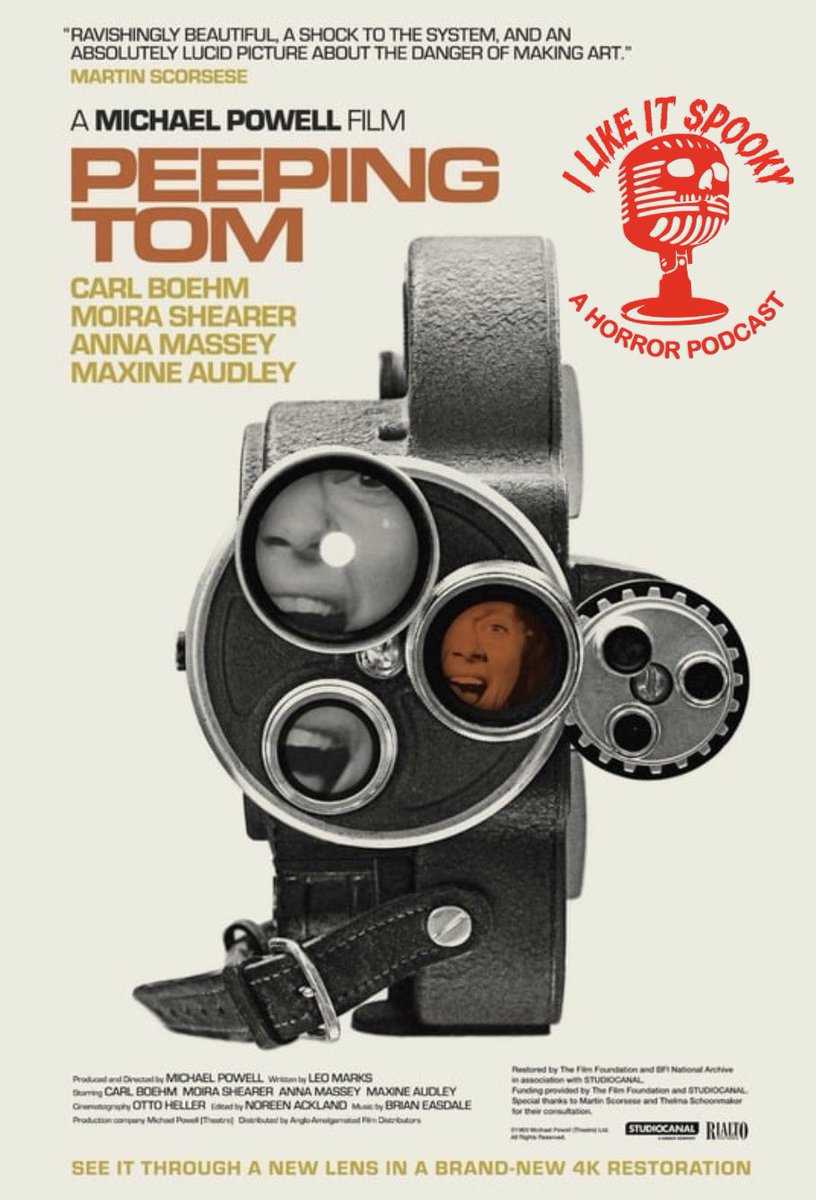 gsil84's tweet photo. Episode 120 Peeping Tom. Join the podcast crew for the film that turned camera ownership, stacked newspapers and childhood trauma into a death sentence.
  Listen at the link below  https://t.co/uvgKW9gpp8 https://t.co/mmBht2PiIR