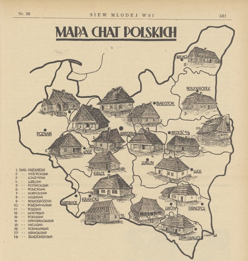 Al_Stoyanov's tweet image. Interesting map showing the different types of rural houses around #Poland in 1936.