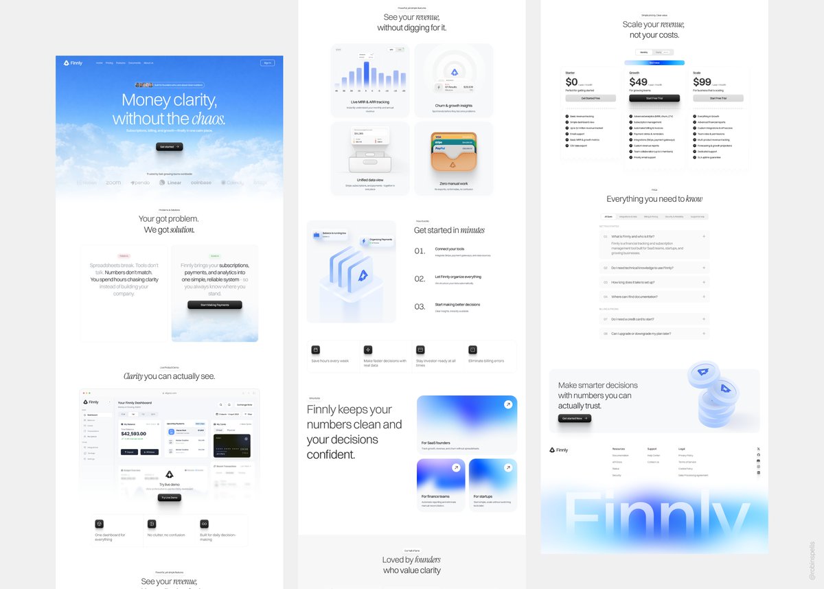 robinspells's tweet image. Landing page design for fintech. 

#webdesign #saas #uiux