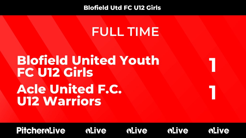 BlofieldFc's tweet photo. FULL TIME: Blofield United Youth FC U12 Girls 1 - 1 Acle United F.C. U12 Warriors
#BLOACL #Pitchero. Goal from Talia.
https://t.co/FsN7iZPSq4 https://t.co/KvAacJF2xL