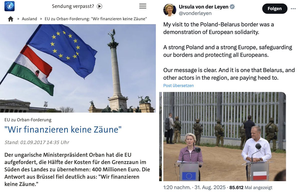 mz_storymakers's tweet image. Die ganze Scheinheiligkeit der #EU: EU-Aussengrenze von #Ungarn zu Serbien wird nicht finanziert. EU-Aussengrenze von Polen zu Belarus wird finanziert und gefeiert. @vonderleyen @PM_ViktorOrban