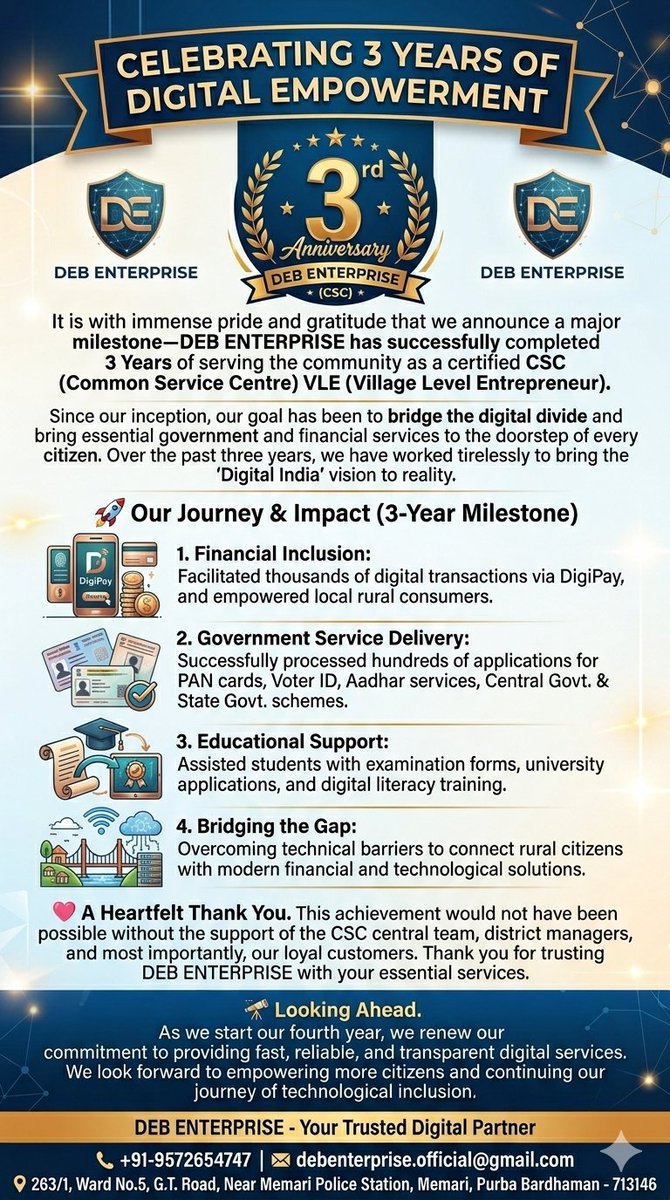 Debdas_Guha's tweet photo. #CSC #DigitalIndia #VLE #3YearsAnniversary #RuralEmpowerment #DebEnterprise #Memari #PurbaBardhaman #WestBengal https://t.co/A7qy5zheMG