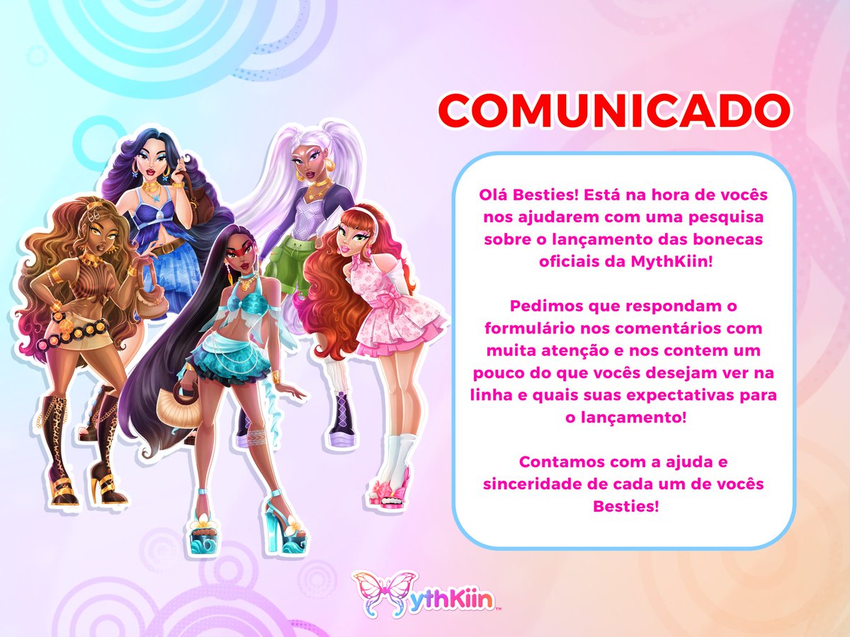 Mythkiin's tweet photo. Agora é com vocês besties!  Nos ajudem a decidir o futuro lançamento das bonecas oficiais da MythKiin! 🦋😉 https://t.co/SvH40wFFhu