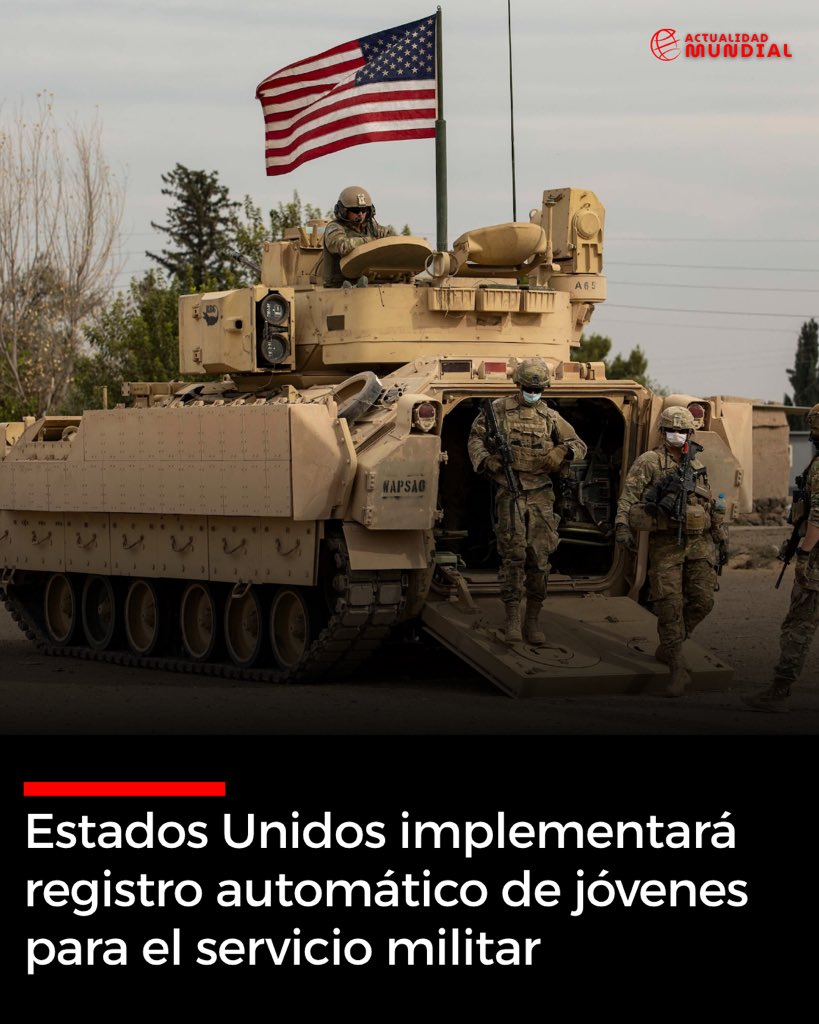 🇺🇸 | EE.UU. implementará registro automático de jóvenes para el servicio militar a partir de diciembre.

Los jóvenes varones de Estados Unidos serán registrados de forma automática en el sistema de reclutamiento militar (Selective Service) a partir de diciembre de este año, según