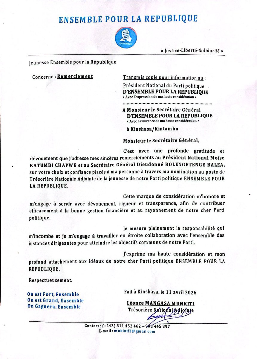 mukinti's tweet photo. Message à l’attention du Président National @moise_katumbi et au Secrétaire Général Dieudonné BOLENGETENGE BALEA du Parti politique @Ensemble_MK , https://t.co/91hSgDKsHN ,  https://t.co/eOkJuQpXwW https://t.co/42nGy5LfWi