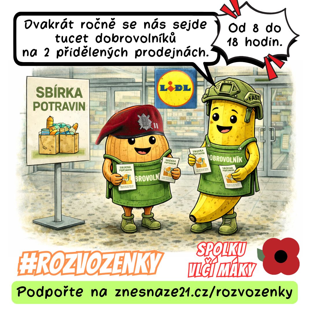 📣 Už 25. dubna budete mít příležitost přispět do #sbirkapotravin 🥫 ale také se zapojit jako dobrovolníci na prodejnách 💪
S naším týmem můžete pomoci zdravotně znevýhodněným veteránům 👨‍🦽🌺 v rámci #Rozvozenky 🛻🍏
Není nezbytně nutné vydržet celých 10 hodin ⏳ stačí přijít na