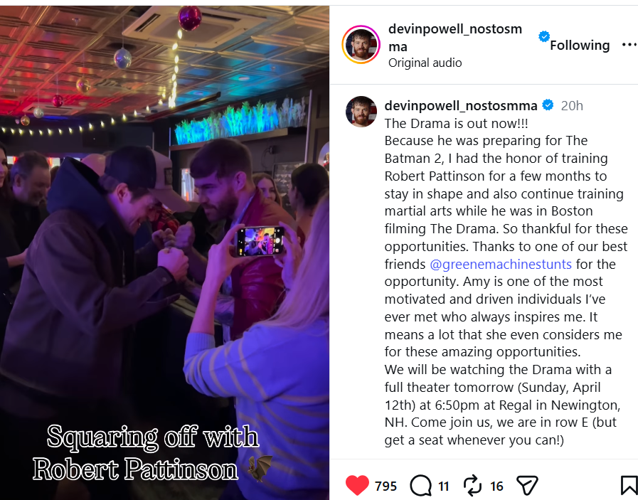 Rob was prepping for The Batman 2 whilst filming The Drama in Boston