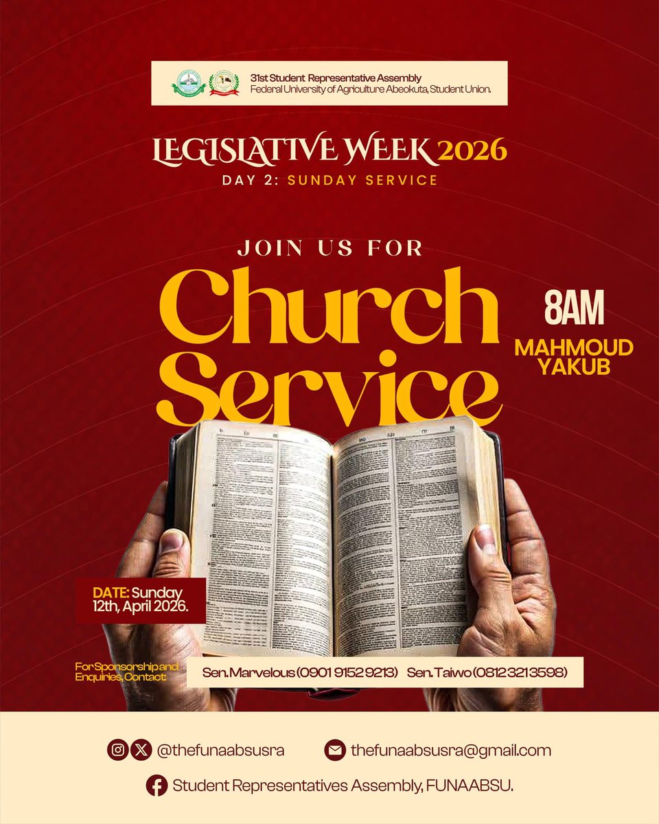 AshafaMush23660's tweet photo. Earlier today, I joined the leadership of the SRA, my colleagues, and other Christian brethren to mark Day 2 of the SRA Legislative Week the SRA Thanksgiving Service held at ICJCF Thanksgiving Service which took place at Mahmoud Yakub lecture theatre.

~ASHAFA, Musharaf Fisayo https://t.co/YdREC5WrSt