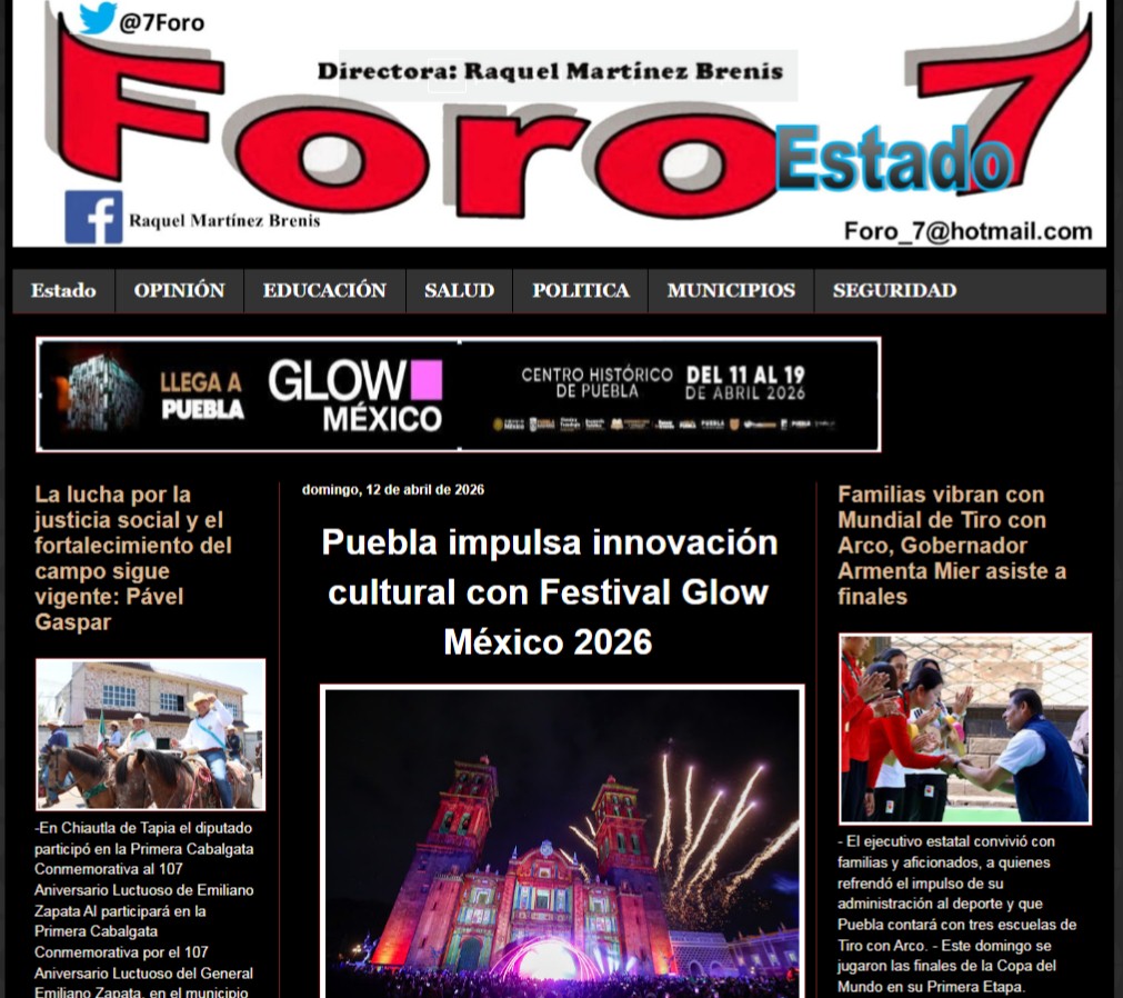 Puebla impulsa innovación cultural con Festival Glow México 2026
foro7depuebla.blogspot.com/2026/04/puebla…