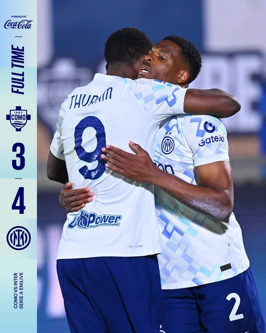 Kosmiczny mecz na zakończenie kolejki w Serie A! 🤯

Inter przegrywał 2:0, a mimo to odwrócił losy spotkania zrobił bardzo dużo krok w kierunku Scudetto!

ℹ️Piotr Zieliński 🇵🇱 rozegrał 56 minut ✅

#Inter #włoskarobota