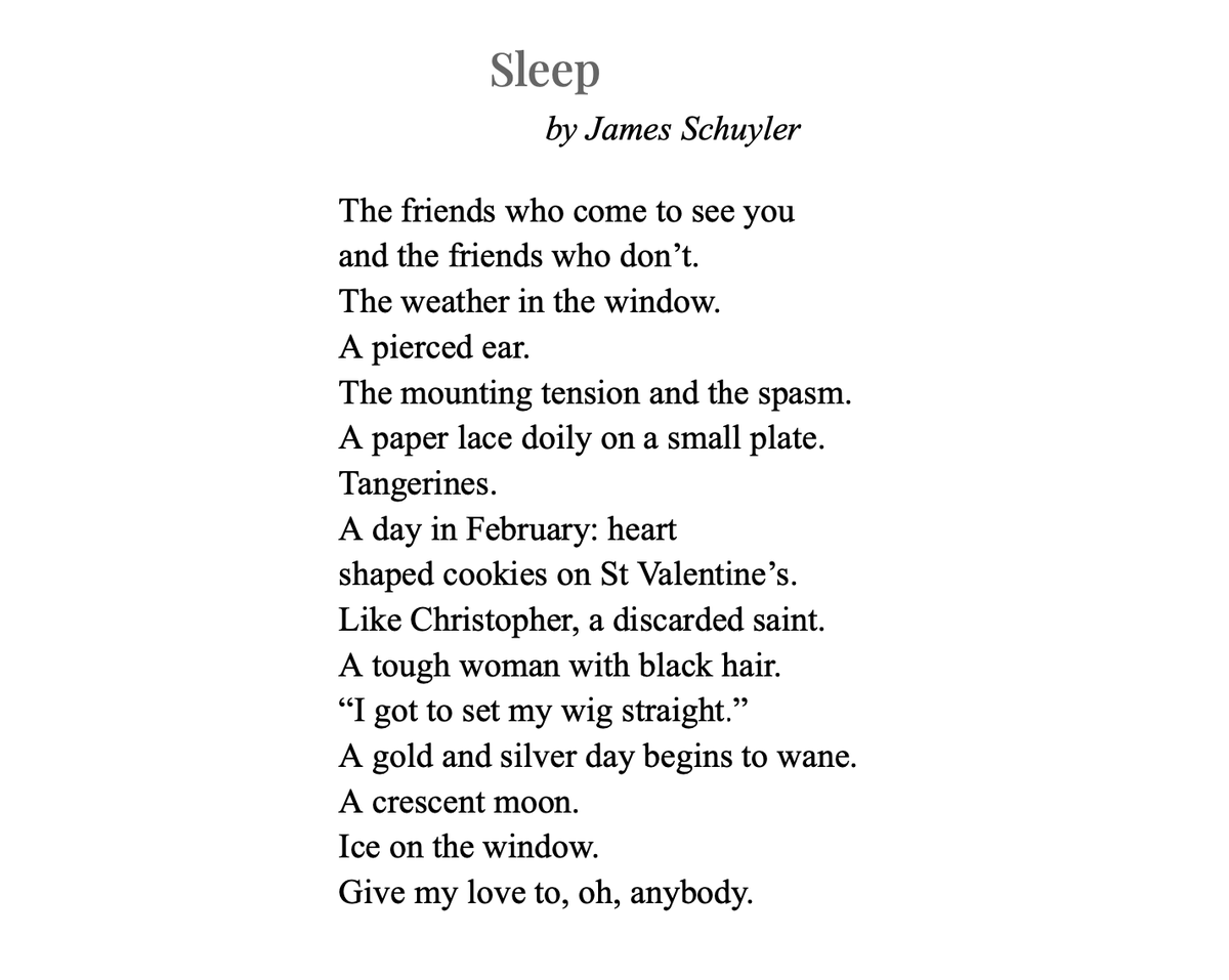 themothmagazine's tweet photo. ❛ In the past I have declined to comment on my own work: because, it seems to me, a poem is what it is; because a poem is itself a definition...

Poet James Schulyer, who died #OTD in 1991. https://t.co/U2UzZUdi6t