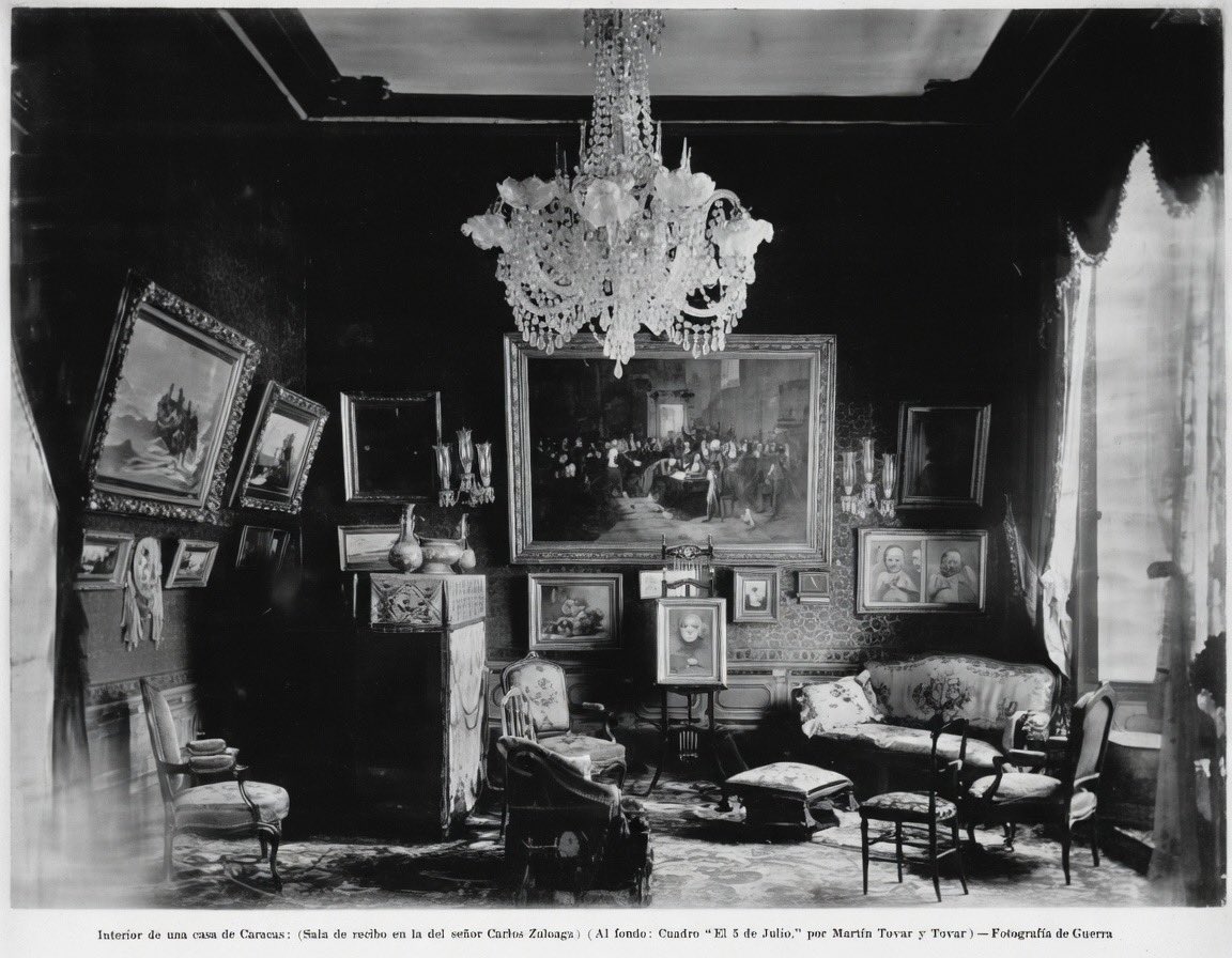 CojoIlustrado's tweet image. #Caracas: casa del señor Carlos Zuloaga. Allí figuran en puesto de honor varias obras de nuestros artistas. Destacan el cuadro del 5 de Julio de Tovar y Tovar; también los retratos de los esposos Zuloaga de Herrera Toro y Arturo Michelena. #ElCojoILustrado agosto, 1901.