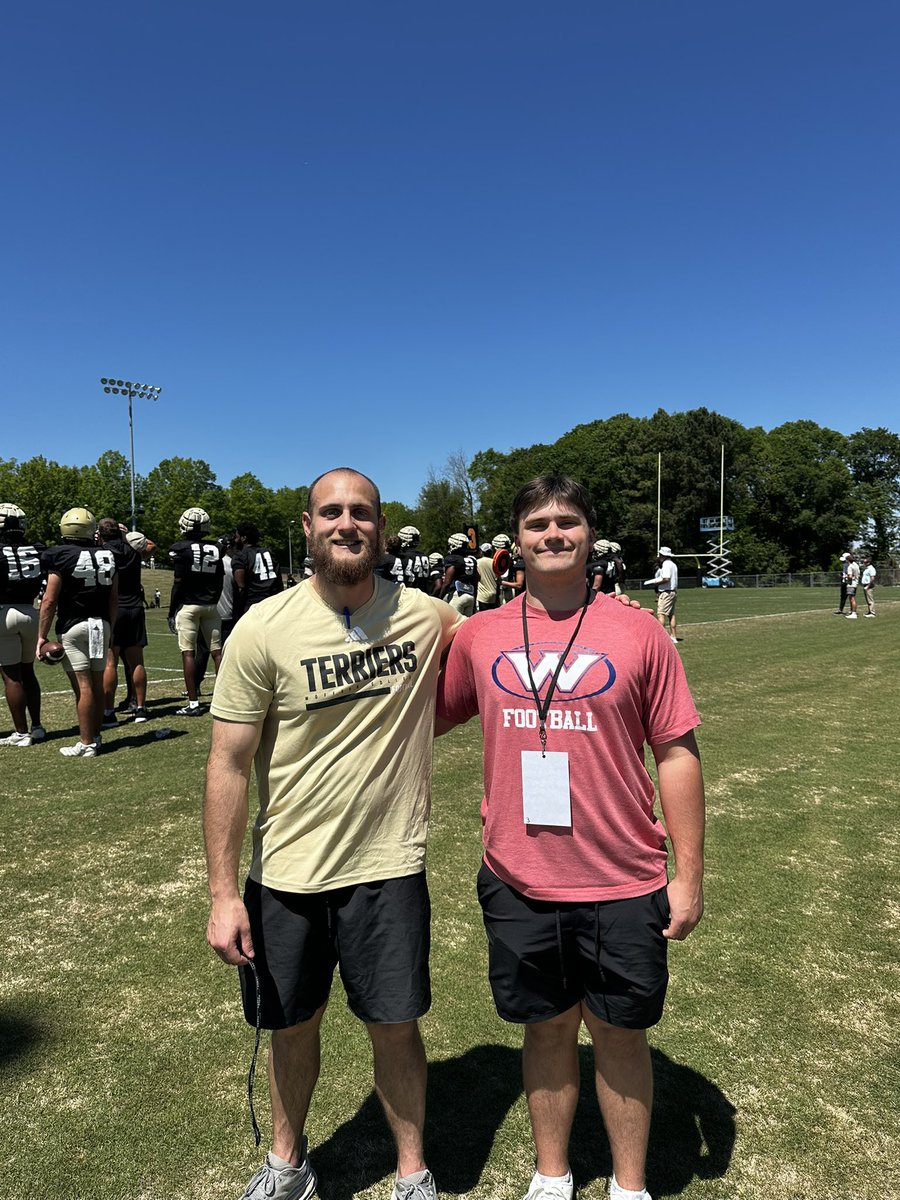 GusGladden's tweet photo. Had a great time @Wofford_FB junior day yesterday. Thank you @Adam_Dulka for the invitation. Can’t wait to come back down this summer to complete. Also great catching up with @_andersonsmith_ 
@westrebelsfb 
@CoachRobStacy4 @BC0027 https://t.co/xCvFjIvumr