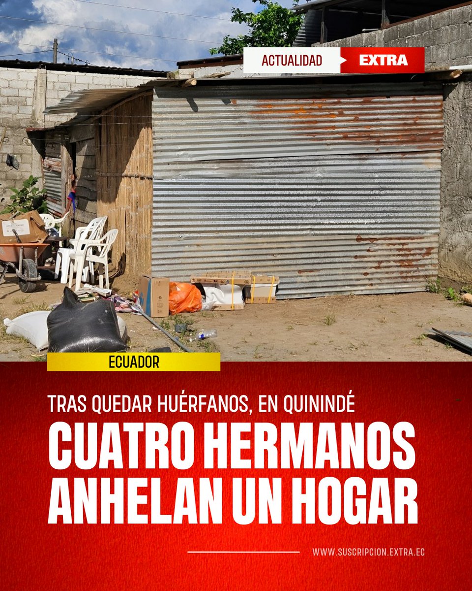 #Ecuador | Cuatro huérfanos sobreviven en una casa de caña, en Quinindé (Esmeraldas), tras perder a sus padres por el cáncer. En medio de la extrema pobreza, los menores enfrentan un futuro incierto en un refugio frágil que amenaza con derrumbarse. 😔

Amplía este drama 👉