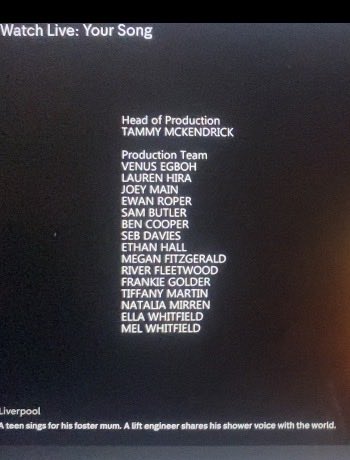 ANOTHER CREDIT!

I can say with great pleasure to have worked on #YourSong