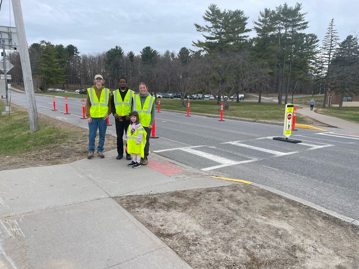 ClarksonCEM's tweet photo. Now in place:  safety enhancements to the    crosswalks on Clarkson Avenue adjacent to the #ClarksonU Collins Hill Campus. https://t.co/neKAbbwXjb