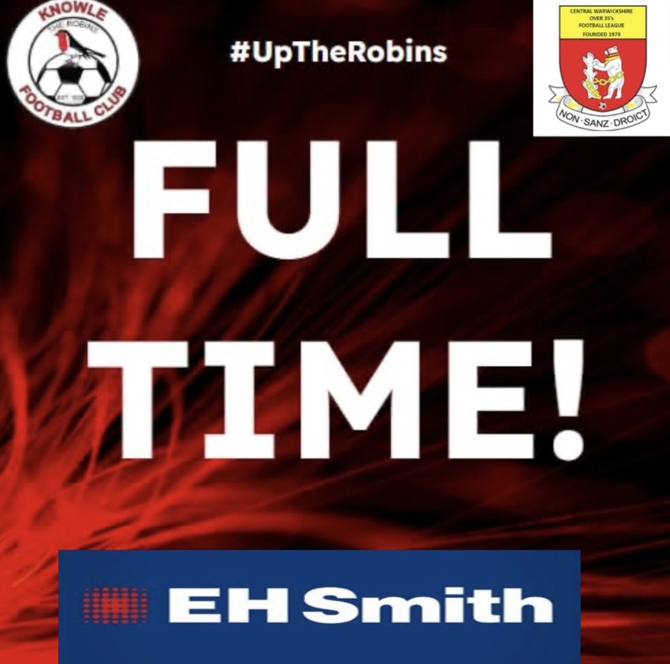 FT: Coton Green 0 - 1 Knowle

Good win for the lads this morning away at Coton Green, rematch in the league next week

Hollowood ⚽️  

Sponsored by <a href="/EHSmith/">EH Smith Builders Merchants</a> 

#uptherobins #UTR #vetsfootball #grassrootsfootball  🔴⚫️