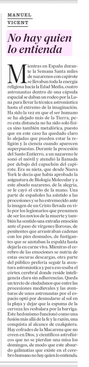 TODO CUENTA: Gracias x la Fe… y por el celular. (Manuel Vicent en El País)