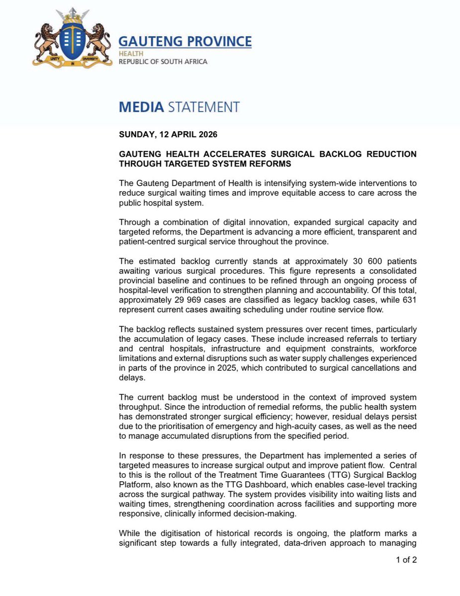 Gauteng Health tweet media