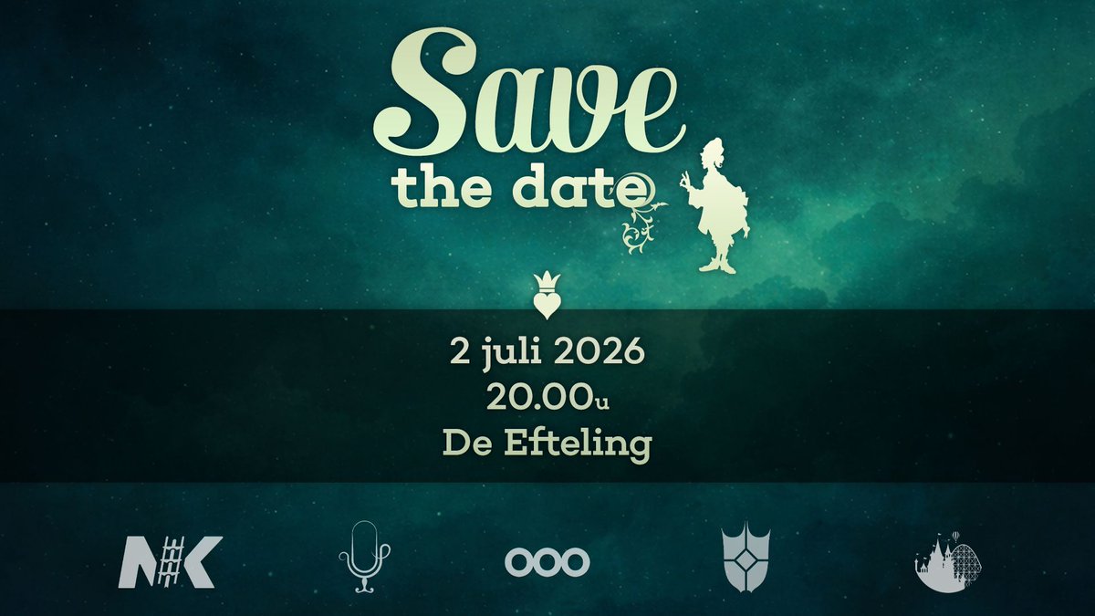 Coshira_'s tweet photo. Save the date! 🎉
2 juli 2026 om 20:00 in het Fata Morgana Paleis in de #Efteling
#KleineBoodschap #ThemeTalk #Looopings #NielsKooyman #DeVijfZintuigen https://t.co/QFI958MQev