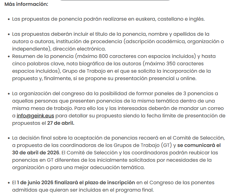 Geink_'s tweet photo. 🔴Quedan 15 días para presentar propuestas para el II Congreso Internacional de Geopolítica y Estudios de Área (GEINK)!

📆10, 11, 12 de junio de 2026
📍Bilbao

📩Formulario de envío: https://t.co/whWNNiWKYn https://t.co/XDxi4h9ztM