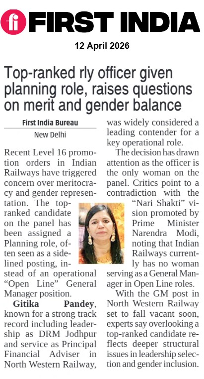 thefirstindia's tweet image. Top-ranked rly officer given given planning role, raises questions on merit and gender balance

More: firstindia.co.in/article-view/j…

#IndianRailways #RailwayNews #Bureaucracy #GitikaPandey