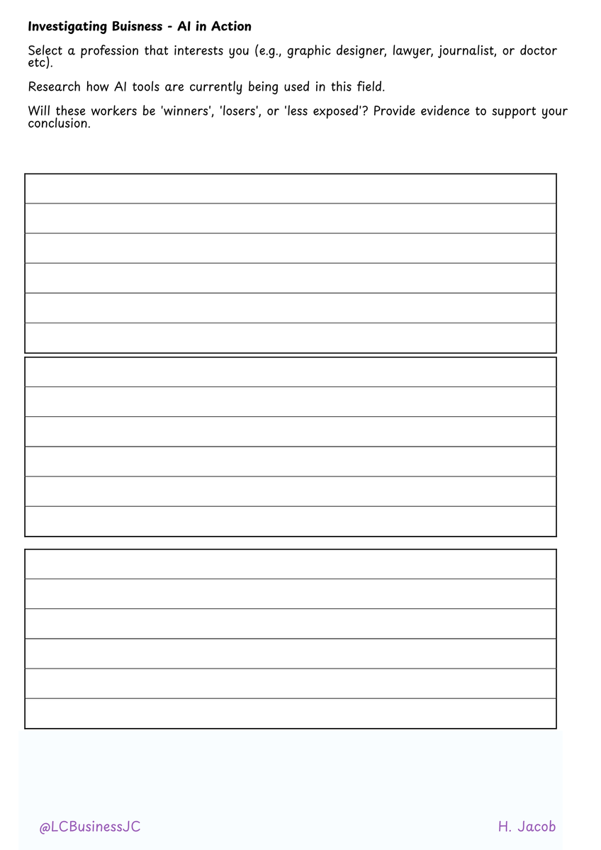 LCBusinessJC's tweet image. Worksheet based on the article " The 'winners and losers' in the adoption of AI (link included in pdf)

#lcbusiness #ACC #DigitalTransformation
#TYBusiness #LeadAndSucceed

Link: drive.google.com/file/d/1XqPyiE…
