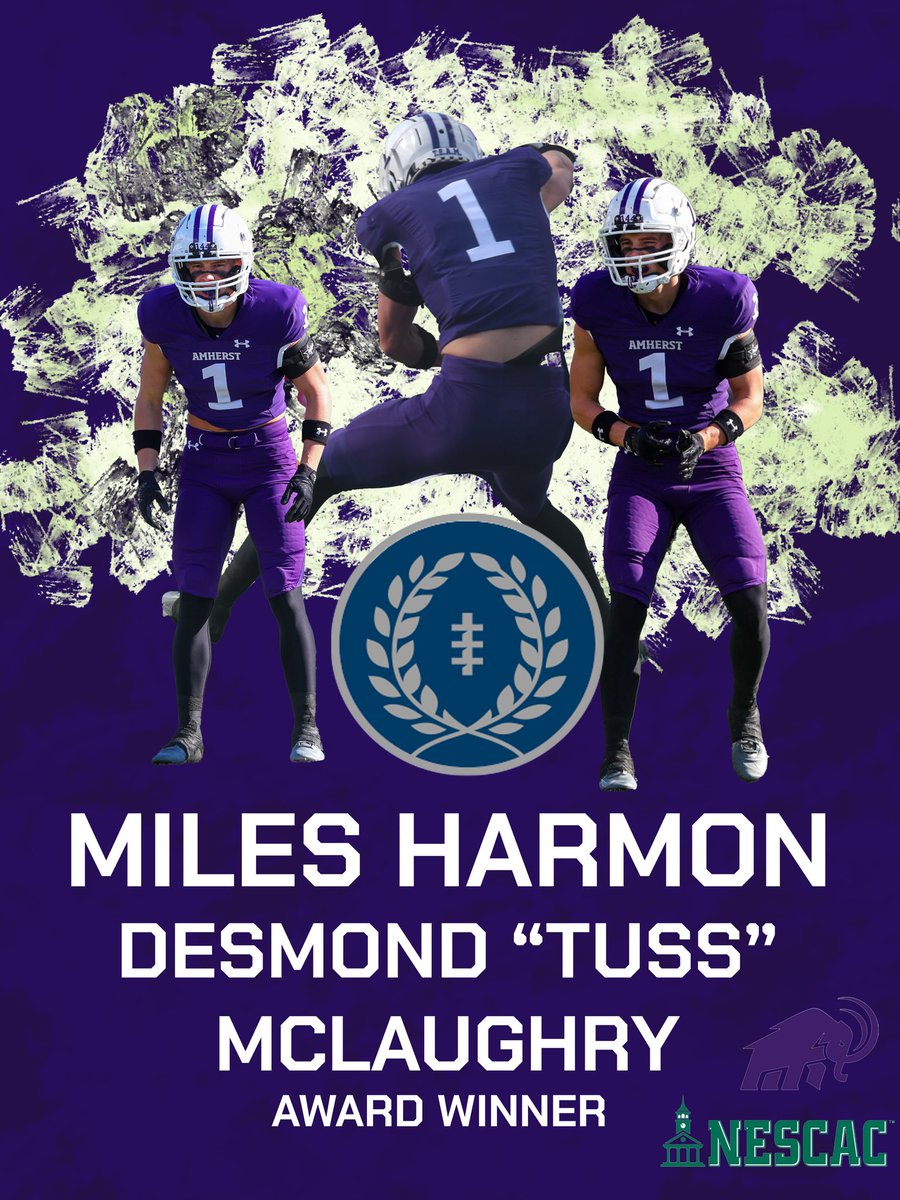 AmherstCollFB's tweet photo. Congrats to Senior Defensive Back Miles Harmon on winning the Desmond “Tuss” McLaughry Award‼️‼️

Full story via link below

https://t.co/QXfxmdTNGS

#CRANKIT #TEAM145 https://t.co/Uqk8hA6MMr