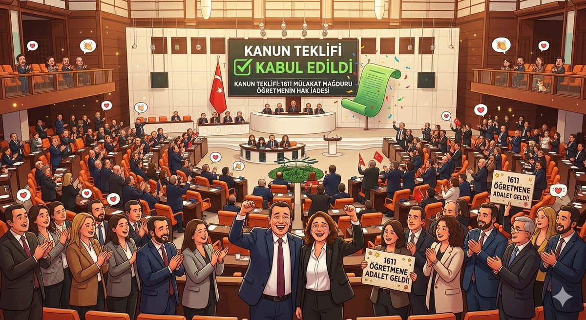 1611 öğretmenin hakkının teslim edilmesi lütuf değil, adaletin gereğidir. TBMM gündemindeki teklif, bu yarayı sarmak için en somut yoldur. Adaletin sesi Meclis'ten yükselmeli.

<a href="/AKPartiTBMMGrup/">TBMM AK Parti Grup Başkanlığı</a> <a href="/MhpTbmmGrubu/">MHP TBMM Grubu #MHP</a> <a href="/chptbmm/">CHP TBMM Grup Başkanlığı</a>  <a href="/TBMMGenelKurulu/">TBMM Genel Kurulu</a> <a href="/PrfDrFilizKilic/">Prof. Dr. Filiz KILIÇ</a>
#MağdurlarınGözüMecliste