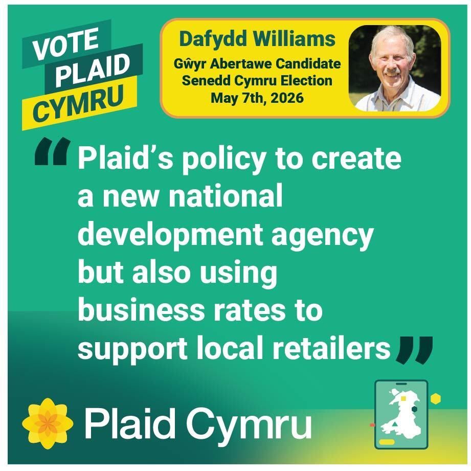 plaidabertawe's tweet photo. Former employee of the WDA, Dafydd Williams, candidate says  “ I welcome Plaid’s policy to create a new national development agency but also using business rates to support local retailers, particularly in leisure and hospitality.” https://t.co/ncKKgIGlfW
