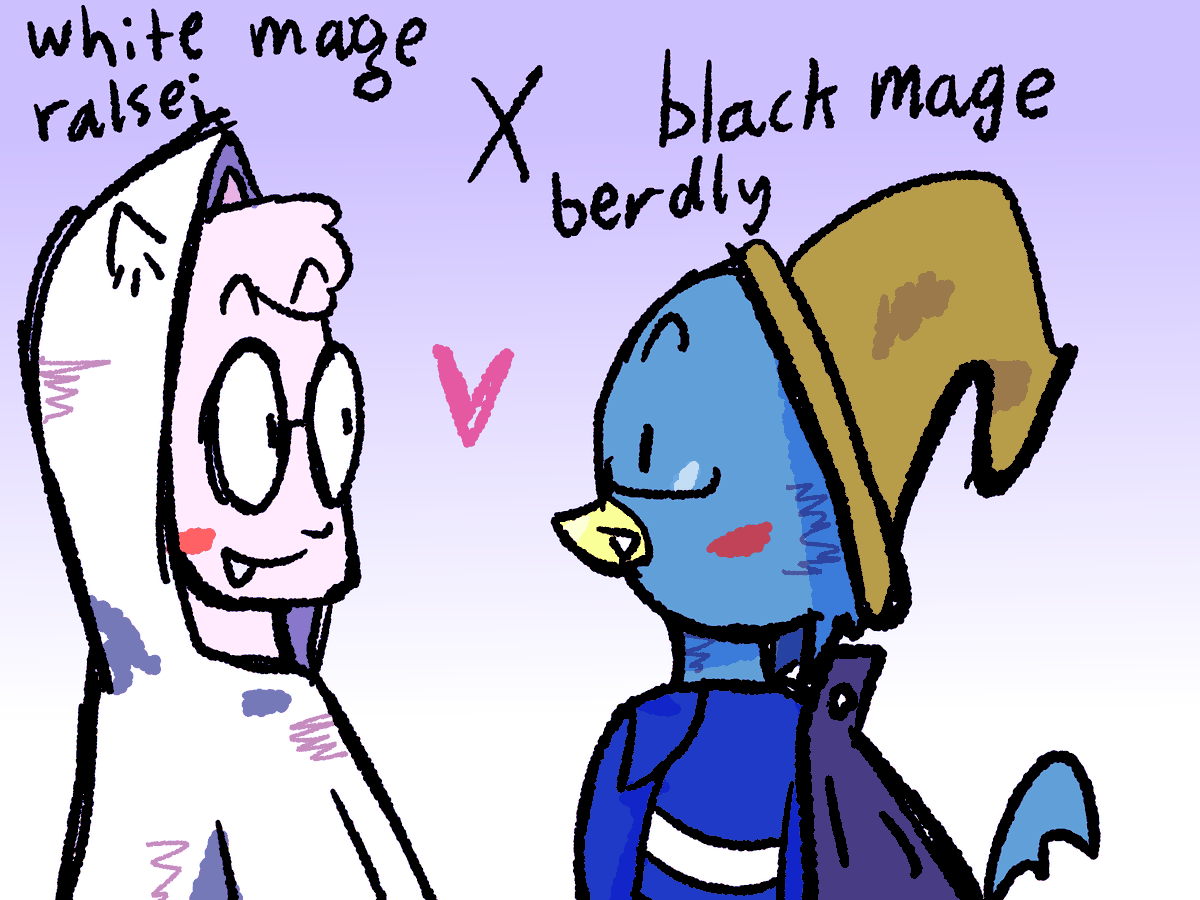 BerdloverDR's tweet photo. berdly and ralsei if they cosplayed as final fantasy characters!!!!! well more like berdly put on a hat, a cape and a different shirt
#berdly #ralsei #berdsei #finalfantasy #finalfantasy1 https://t.co/Xbsvrarrft