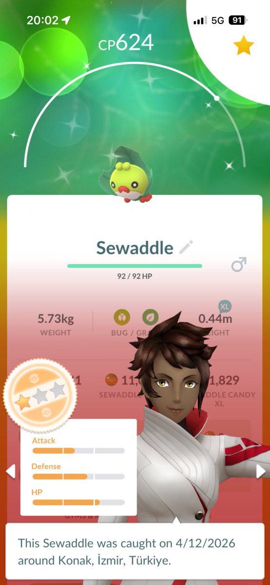 kingdeoxys_tl50's tweet image. I caught a Shiny Sewaddle🍂‼️✨✨✨
#ShinyPokemon #PokemonGO