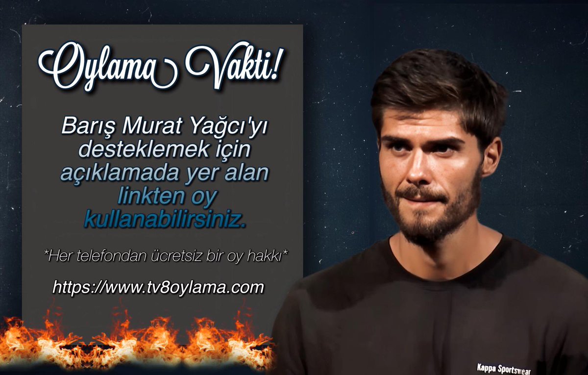 Bu akşam oylama var! 📲🗳️

Oylama öncesinde linke tıklayıp henüz üye olmayanlar üyeliklerini oluşturabilir.
Her telefon için 1 ücretsiz oy hakkı bulunmaktadır.  #Survivor2026

Oylama 3 saat sürecek‼️

Oylama linki: tv8oylama.com

 #BarışMuratYağcı • #Bmyfc