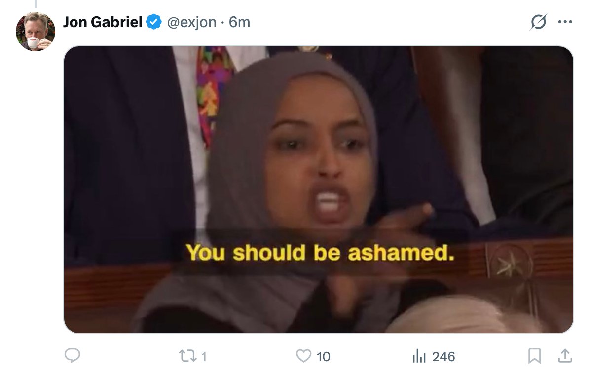 U2LoveandLogic's tweet image. oh dear.  the staff serving the mighty Jon Gabriel is subpar.
Clutch more pearls.
Maybe they know what #racists Jon Gabriel is.
Maybe they know of his #asianhate