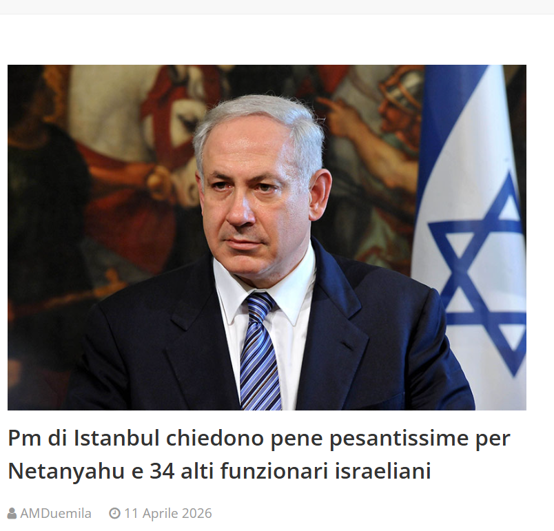 serebellardinel's tweet image. Ufficio Procura Generale  #Istanbul ha trasmesso a decima Corte Penale,atto accusa contro #Netanyahu e 34 esponenti #Israele,chiedendo per ciascuno ergastolo per genocidio e crimini contro umanità per  totale di 4.596 anni! #Italia di #Meloni,complice del carnefice,invece TACE!
