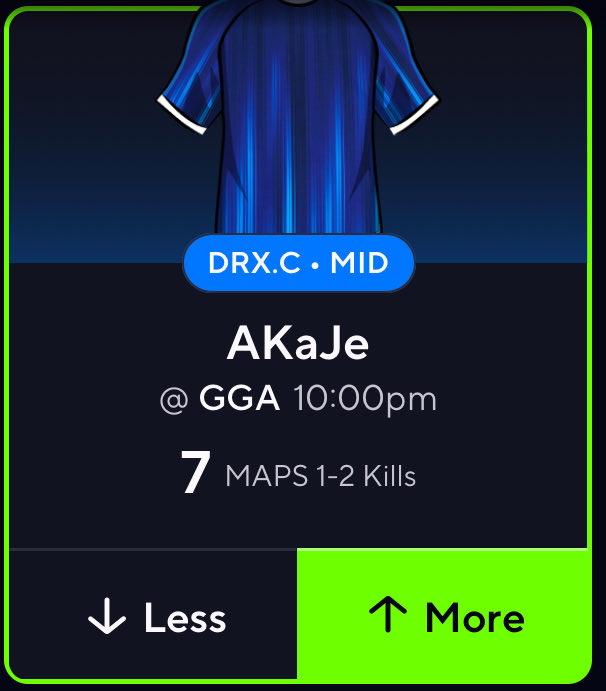 Dicemanbets's tweet image. 🚨 PrizePicks #POTD 🚨

AKaJe over 7.0 kills (LoL)

DRX.C vs GGA

Model predicts 9.2 kills giving this a 63.2% probability to hit ☢️

#Gambling𝕏 #GamblingTwitter #PrizePicks 

@LCSLarry @JuicedBetsEV
