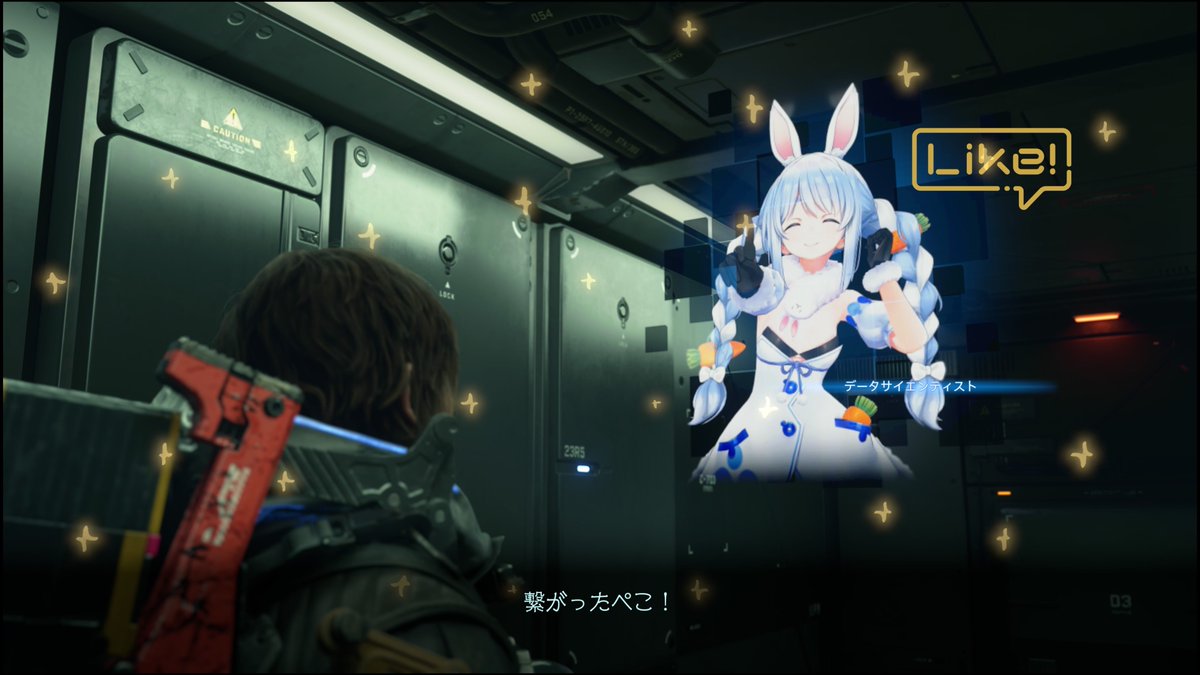 Shinobu_Mimura's tweet photo. Day998
データサイエンティストさんへピザ🍕とカイラル通信をお届け…ぺこ🐰
個人的にVtuberは見慣れているのですが、デスストの世界観では際立ちますね🤭
ひと通り話を聴き終わって通信が切れた後、現れたフラジャイルのリアルさにびっくり😳

#毎日デススト
#デスストランディング2
#DeathStranding2 https://t.co/cAvbBOqMzS