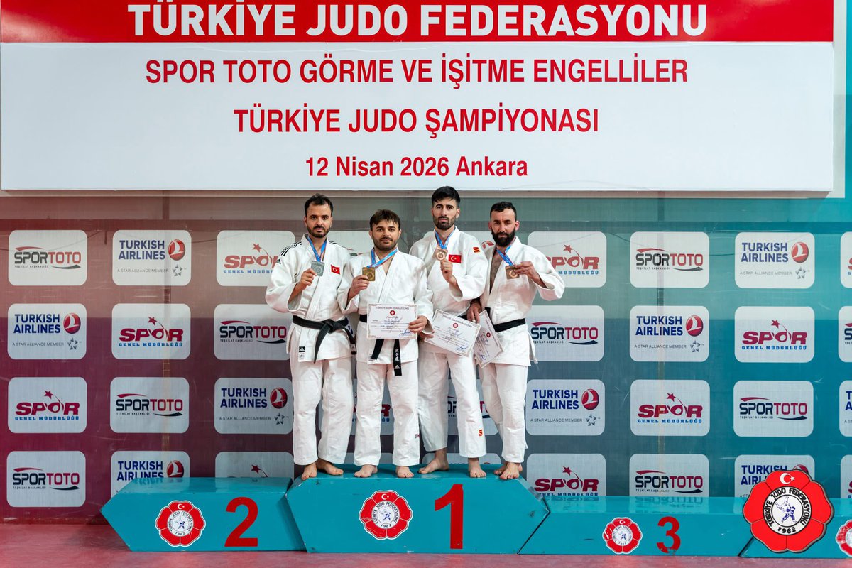 12 Nisan 2026 tarihinde Ankara ilinde yapılan Görme ve İşitme Engelliler Türkiye Judo Şampiyonasında ilimiz sporcuları ;
🇹🇷63 Kg da Betül Ekici 3.
🇹🇷70 Kg da Gizem Uyanık 3.
🇹🇷73 Kg da Murat Gül Eren 3.                                          🇹🇷90 Kg da Recep Karakuş 3. Olmuştur