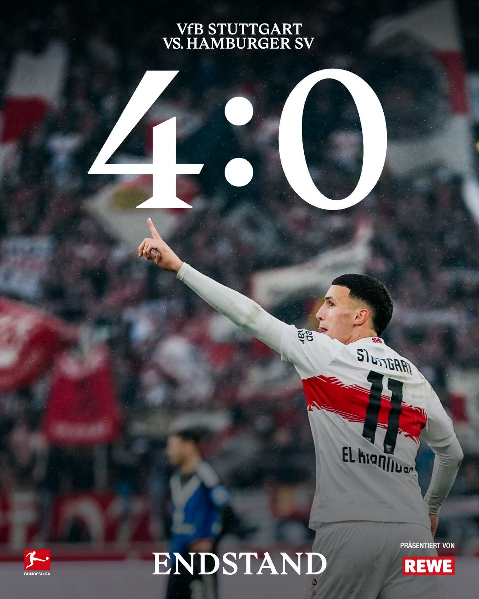 Ein nahezu perfekter Abend in der MHP Arena endet mit einem 4:0 gegen den HSV.
Mit einem bockstarken Auftritt springen wir zurück auf Rang drei in der Tabelle!
Let's go, Männer!

#VfB | #VfB1893 | #Bundesliga | #VfBHSV | [Anzeige] Rewe
