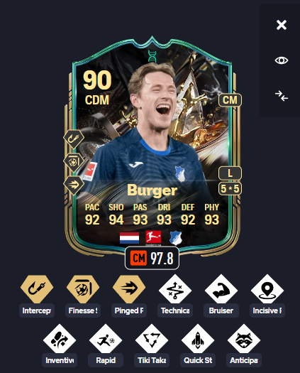 xBraedenFC_'s tweet photo. 🚨 LAB ALERT 🚨

BURGER IS CRAZY 🇳🇱🔥

CAN PLAY CM / CDM 💀

97.8 META 📈

94 shooting… FROM MIDFIELD 😳

Finesse+ 🥶
Intercept 💪
Pinged Pass

Technical
Bruiser
Rapid ⚡
Quick Step 🚀
Tiki Taka
Incisive
Inventive
ALL-ROUNDER MACHINE 🧠🧱

THIS CARD DOES EVERYTHING 😈

#EAFC #EVO #Meta