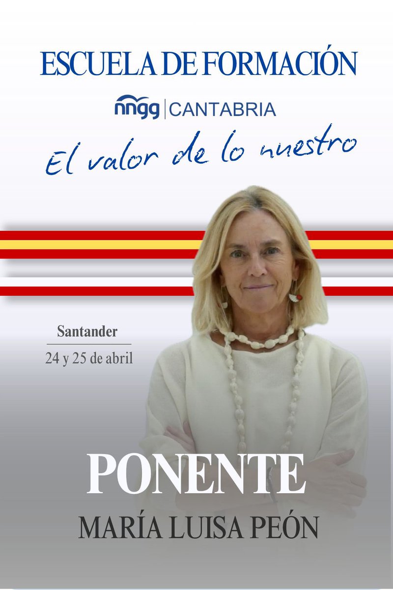 nnggcantabria's tweet photo. 🔥 𝗣𝗢𝗡𝗘𝗡𝗧𝗘 𝗖𝗢𝗡𝗙𝗜𝗥𝗠𝗔𝗗𝗢 🔥

🚀 Seguimos sumando talento en nuestra Escuela de Formación.

Contaremos también con @marialpeon, secretaria de Estrategia Digital del PP de Cantabria. https://t.co/M5iML4niR5