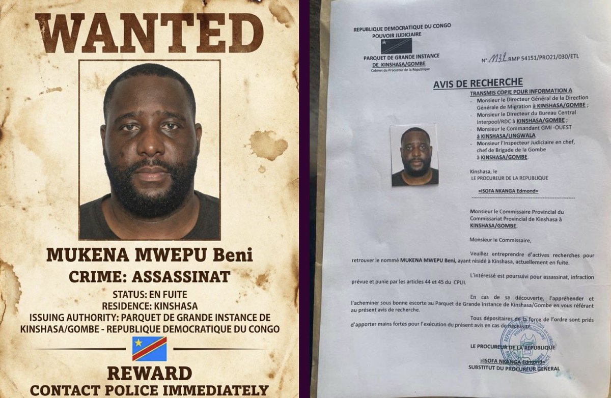 CamInfo4's tweet photo. MR Mukena Béni , en fuite est poursuivi pour assassinat.
Merci de partager massivement https://t.co/ZQxWC2rEFe