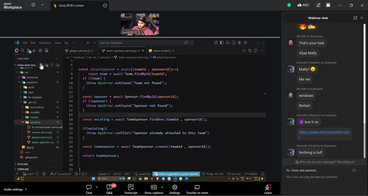 MalhotraSa6586's tweet image. Attended a class on designing an IPL Management System from scratch—starting with ER diagrams, structuring the database, and implementing backend routes and APIs.

#BackendDevelopment #NodeJS #ExpressJS #ERD #API #FullStackDevelopment