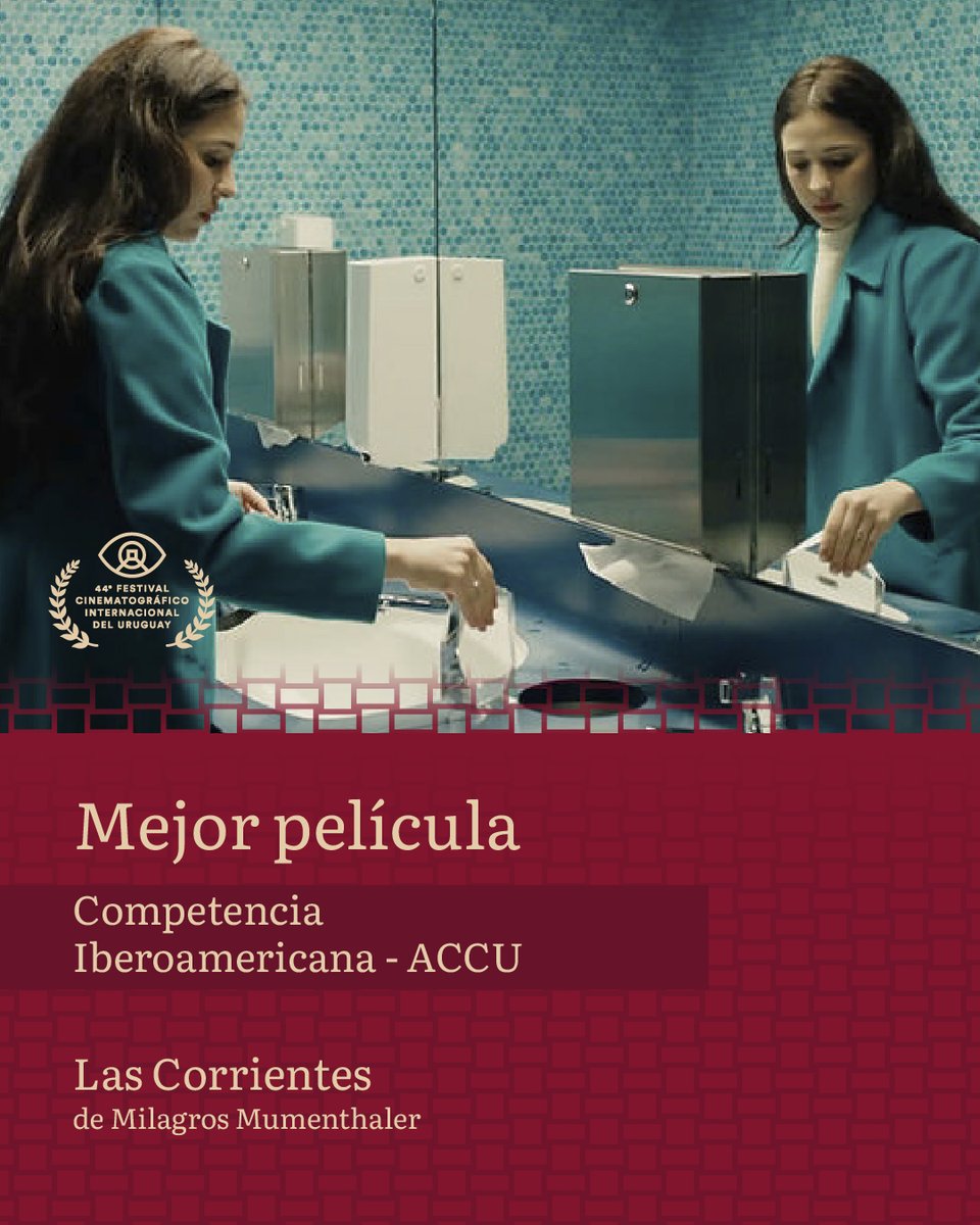 CinematecaURU's tweet photo. 🏆 Premios del jurado de la COMPETENCIA IBEROAMERICANA - ACCU

El jurado de la crítica integrado por Juan Recuero, Diego Faraone, Pablo Delucis decidió otorgar el premio a mejor película: Las corrientes (Argentina, 2025 de Milagros Mumenthaler) por ser una película que justamente cuestiona la idoneidad de los premios. Mediante una estética hipnótica y elegante, es esbozado un retrato íntimo, donde se descubre una inexorable necesidad de escape y se
expresa con precisión una crisis del cuerpo.

Una Primera Mención a Historias del buen valle (España, 2025 de José Luis Guerín) por plantear todos sus temas reivindicando el cine para acercarse a
la realidad y a la riqueza de sus personajes, al tiempo que evita que asuntos vinculados a la gentrificación
caigan en una exposición panfletaria.

Y una Segunda Mención a el El tren fluvial (Argentina, 2026 de Lorenzo Ferro, Luis A. Vignale)
A través de una negación del realismo para establecer una manera de merodear en la ciudad; con su
propio verosímil se nos retrotrae al cine de Leonardo Favio y a la tradición del relato oral.

#44FCIU