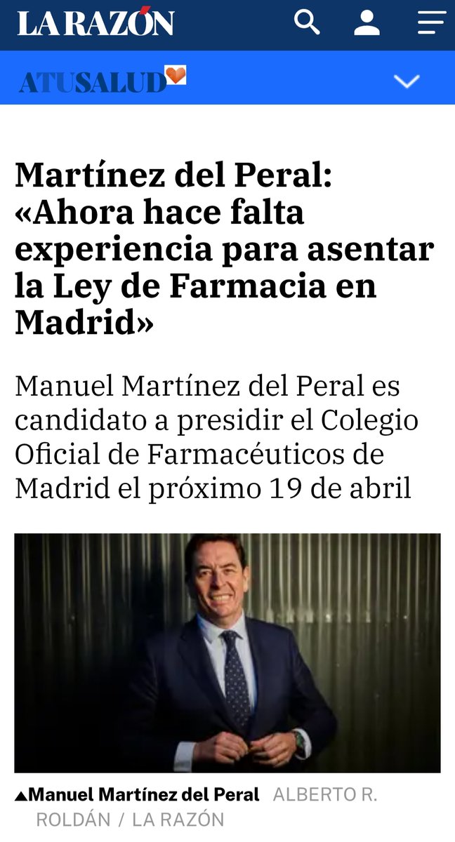 candidaturammp's tweet photo. "Ahora hace falta experiencia para asentar la Ley de Farmacia en Madrid. Es el momento de recoger el fruto de todo lo que hemos sembrado a base de mucho trabajo durante estos 4 años" @Manuelmperal  vía @larazon_es  
#consolidarycrecer #eleccionescofm
https://t.co/VAPGDRHX7e https://t.co/8dh5bKFrS5